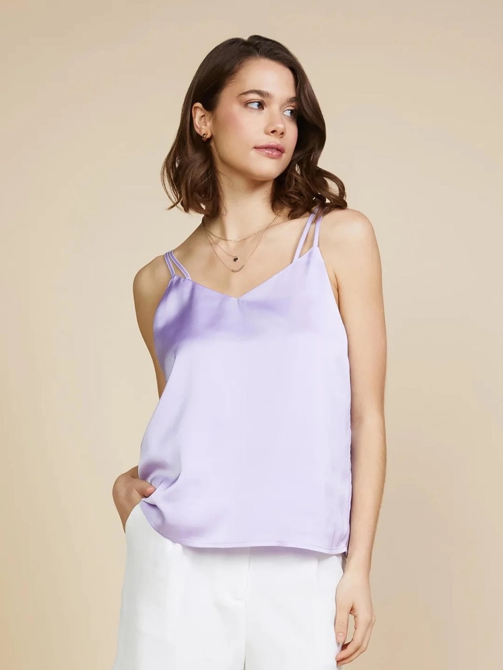 Skies Are Blue Double Strap Cami – French Lilac – Size Large